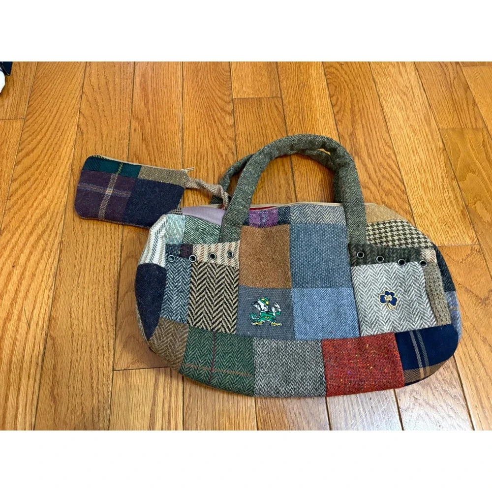 Hanna Hats of Donegal Notre Dame Tweed Patchwork Harbour Bag Made in Ireland NWT